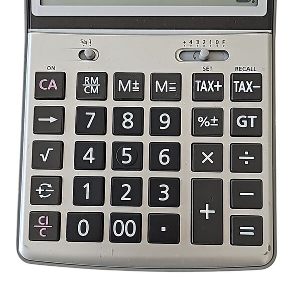 Canon HS-1000TG Large Print 10- Digit Desktop Calculator Gray Silver 7" x 5" - Picture 3 of 4
